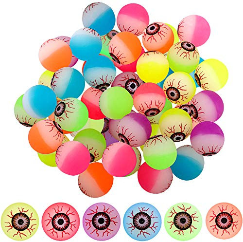 ELCOHO 24 Pieces Glow in the Dark Bouncing Eyeballs Halloween Bright Bouncing Balls for Trick or Treat or Halloween Favors
