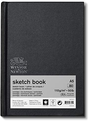Winsor & Newton 6673014 Skizzenbuch mit 80 Blatt Skizzenpapier, 110 g/m², Hardcover gebunden mit Rückenleimung, mikroperforieten Blättern - DIN A6