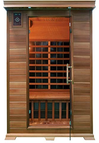 Luxus LED Infrarotsauna Infrarotkabine Wärmekabine Sauna-Radio-USB-MP3 2 Pers. Zedernholz - Spedition