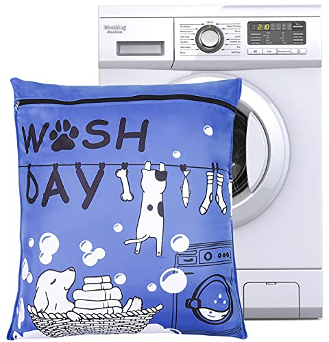 olyee Pet Laundry Bag 70 * 80cm for Washing Machine Petwear Wash Bag, Keep Your Washing Machine Free from Hair-Ideal for Dogs,Cats,Hamsters,Horses's Towels,Blankets,Toys(Blue)