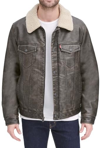 Levi's Herren Legacy Trucker-jacke aus Kunstleder mit Sherpa-futter Kunstlederjacke