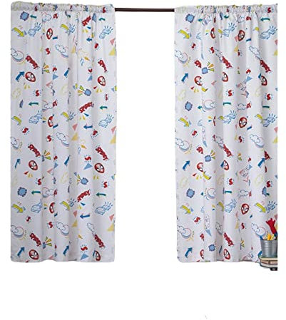 Disney Home Marvel Spiderman Vorhang-Set, ungefüttert, Bleistiftfalten, 100 % Baumwolle, Verdunkelung, pflegeleicht, 165 x 182 cm