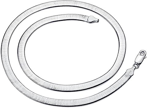 925 Silber Halskette 4 mm Schlangenkette Männer & Frauen Paar Sterling Silber Schmuck Klingenkette Praktisches Design und langlebig