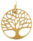 Ciondolo a forma di albero della vita, placcato in oro 18 mm, con medaglie e croce placcata in oro giallo, Oro giallo