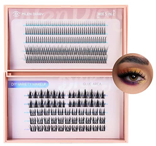 260pcs Bouquet de Cils Cluster Individuels 5 Types de Cils en Grappe Bricolage Naturel Faux-Cils Kit D'extension de Cils Réutilisable