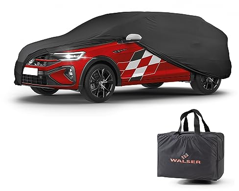WALSER Premium Abdeckung Auto Indoor Stretch Plus Qualitätssieger Sehr Gut* Autoabdeckung Winter Autogarage Abdeckung Autoplane Winter Autogarage Abdeckung Winter Abdeckplane SUV/Van Größe 7 schwarz