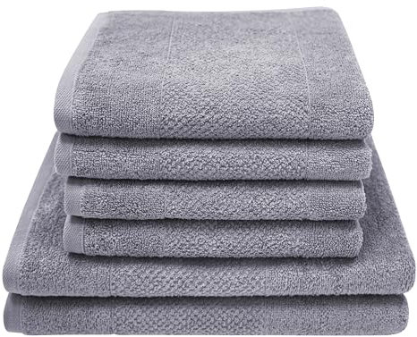 Dyckhoff Frottier Handtuch Set Popcorn, Set 6-TLG Silber, 4X Handtuch 50x100 cm + 2X Duschtuch 70x140 cm