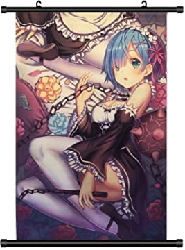 KARMA-X Großes 60x90CM Leben in einer anderen Welt von Null Re Zero Kakemono Rollbild | Anime Manga Stoffposter Wallscroll Poster | Wanddeko Geschenk | Motiv: Rem