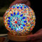 HAIDOLIANG Lámpara de mesa turca (11.9 cm de profundidad x 13.2 cm de alto), lámparas de cristal de mosaico con base de madera, lámparas bohemias Tiffany, linterna marroquí de alimentación USB para