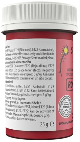 Sugarflair Spectral Rose Pink Food Colouring Paste, Highly Concentrated for Use with Sugar Pastes, Buttercream, Royal Icing or Cake Mix, Vibrant Colour Dye - 25g (Pack of 5)