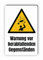 Warnzeichen (W035) Warnung vor herabfallenden Gegenständen - Eckiges Warnschild mit Text - Warnschild mit Text - nach DIN EN ISO 7010