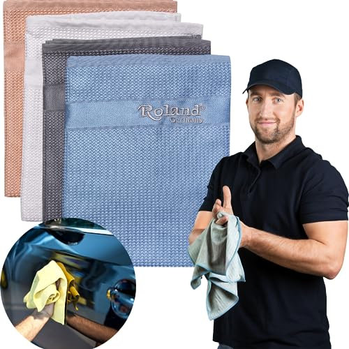 Roland Germany Mikrofasertücher 42x68 Microfasertuch Autopflege, Putzlappen Küche Reinigungstücher und Putztücher ohne Putzmittel, Auto, Putztücher, Mikrofaser Handtuch (Farbe 2)