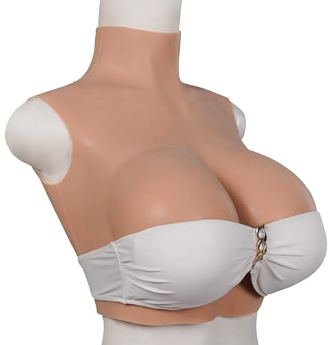 HUANQIN Brustprothese Künstliche Brust Silikonbrüste Brustprothese Silikon Gefüllt D Cup, Crossdresser Brüste Brustformen Falsche, Prothetische Brust, Silikon-Fake-Brust, Falsche Brüste, Bräunen