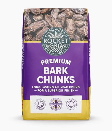 RocketGro - Premium Bark Chunks - 50L - Peat-Free, Chemical-Free Mulch - Long-Lasting, Water-Saving, and Encourages Healthy Soil