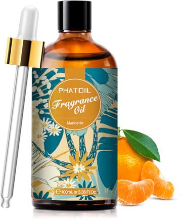 PHATOIL Mandarine Huile Essentielle 100ml, Huile de Mandarine pour Diffuseur, Huile Parfumée pour Aromathérapie Humidificateur, Bougies