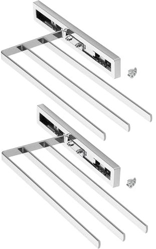 2 Stück SO-TECH® Handtuchauszug Elegance Chrom 3-armig 325 mm eingeschoben, 470 mm ausgezogen Handtuchhalter Handtuchstange