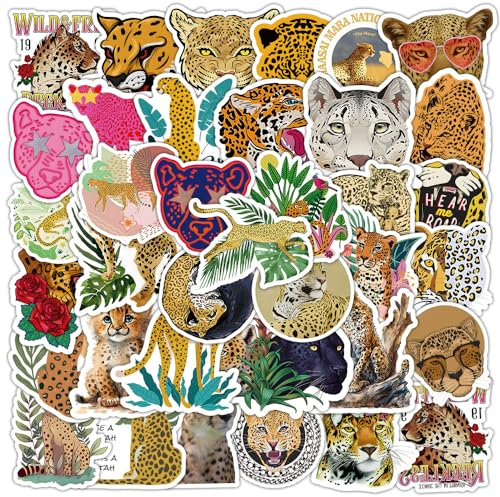 Gepard Aufkleber 50 Stück niedliche Wasserfeste Tiere Aufkleber für Laptop Skateboard Motorrad Computer Scrapbook Telefon Auto Gepäck,Vinyl Cartoon Animal Sticker für Jugendliche Kinder Jungen