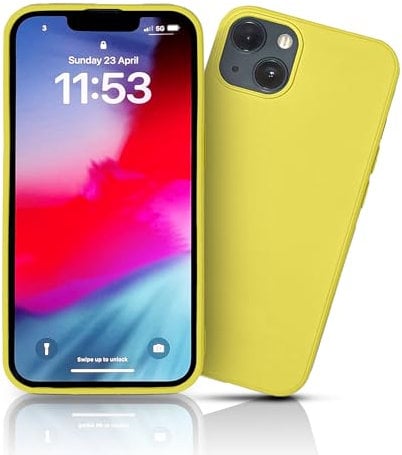 Reya Liquid Silicone Case Designed for iPhone 13 Full Body Anti Shock Protection Cover 6.1 Inch Yellow