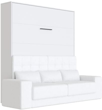 SMARTBett Schrankbett M1 180x200 Weiss Vertikal inkl.Weiss Sofa