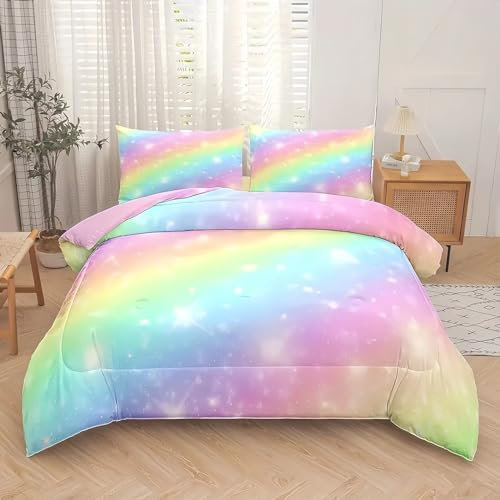 Tabeskly Kids Mädchen Cute Aesthetic Regenbogen Rainbow BettwäSche Kinder KinderbettwäSche Bed Duvet Cover Bedding Set Bunt Mehrfarbig 200×200cm