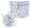 EHC Orchids Design Porcelain Tea for One Tea-Pot with Handle, Microwave Safe, Oven Safe, Dishwasher Safe, Gift Boxed, Tea Pot 490/Cup 320ml