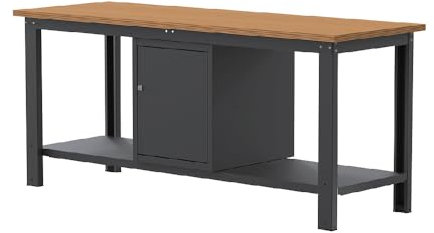 SOGI X3N_116L Werkbank 2 m - Holzplatte - Schrank mit Tür - anthrazit