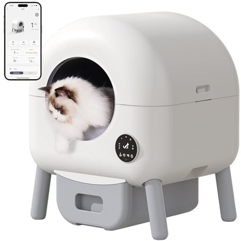 RUYICZB Bandeja Sanitaria para Gatos Autolimpiable, Limpieza Automática De La Bandeja Sanitaria, Control App, Gran Capacidad De 76+13 L para Varios Gatos, Apta para Varios Gatos