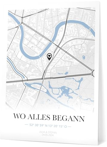 Papierschmiede® Personalisiertes Einzugsgeschenk Koordinaten Bild „Wo Alles Begann“ XXL Poster (50x70 cm) Familie Geschenk zum Einzug in neue Wohnung oder Hausbau | Geschenk für Partner Landkarte