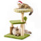 MEWOOFUN Small Cat Tree Tower, Cat Scratching Post with Plush Bed & Interactive Toys for Indoor Kittens (Green, 71CM)