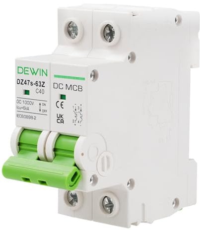 DEWIN Interruttore DC 1000V 40A Sezionatore Fotovoltaico DC Sezionatore DC Fotovoltaico Magnetotermico per DC Interruttore Solare,Protezione da Sovraccarico e Cortocircuito
