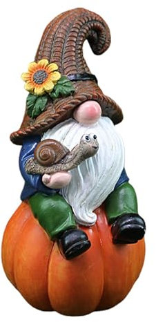 Nains d'automne | 15 cm de jardin d'Halloween | Statue de nain esthétique en résine pour décoration de cour d'automne suédoise pour intérieur et extérieur