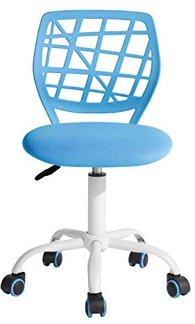 FurnitureR Silla de Gaming para niños, Silla de Oficina, Silla Gamer, Silla de Escritorio, diseño Moderno ergonómico, sin Brazos, Ajuste de Altura del Asiento, Ruedas de Goma, Azul