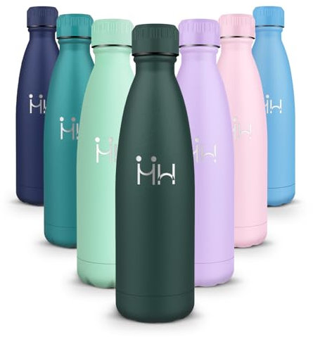 HoneyHolly Botella Termica 500ML - Botella agua Acero Inoxidable, Termo con pared Doble Aislamient, de Fugas, Cantimplora Termica para Niños, Deportiva, Gym - Conserva 12 Horas Caliente, 24 frio