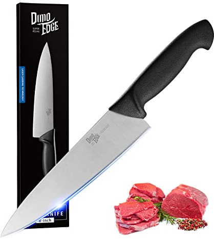 dimoedge Profi Kochmesser, Metzgermesser Premium Edelstahl mit Klinge 20 cm, Scharfes Schlachtermesser für küche & Butchers, Schwarz