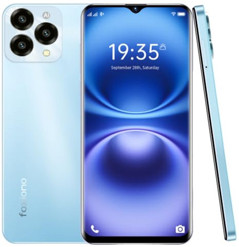 FOXIONO Telefono cellulare, smartphone Android sbloccato, schermo 8 core 6.52 HD + 90Hz, 8(4 + 4) + 128GB / 1TB TF, 4G doppia scheda sbloccato cellulare Telefono Android (blu)