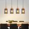 Kowanie Pendelleuchte esstisch Hängelampe Glas: Vinatge Esstischlampe hängend Holz Retro Esszimmerlampe 4 flammig aus Rauchglas E27 Hängeleuchte Rauchgrau Küchenlampe für Esszimmer - Ohne Leuchtmittel
