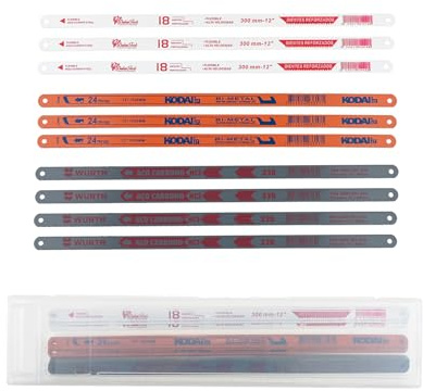 Mgoodoo 10Pcs Hacksaw Blades Sets,18TPI 24TPI 32TPI Replacement 12in/300mm | Mixed Tooth Set,High Carbon Steel,Sharp & Durable,Fits Standard 12” Hacksaw Frames,for Metal Wood Plastic Cutting