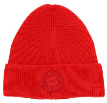 FC Bayern München Strickmütze Statement Unisex (Rot) I Wintermütze Beanie mit Umschlagsaum & Vereinswappen I Offiziell lizenziert