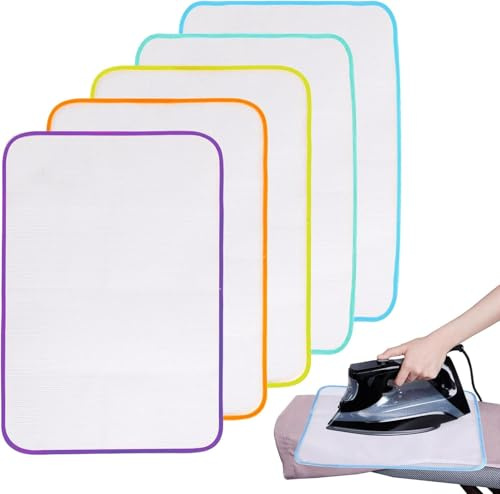 5Pcs Ironing Cloth,Protective Iron Cloth Mesh,40x60cm Pressing Clothes Heat Resistant Ironing-Mat,Ironing-Protector Pads,for Avoid Ironing-Damage,Iron Protector Pressing Pad,Shine to Garments Clothes