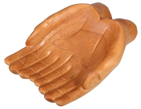 BESPORTBLE Cuenco Decorativo de Madera con Forma de Mano, 18 cm | Tallado Artesanal en Color Beige, Bandeja para Llaves o Aperitivos, Detalle Artístico para Recibidor y Salón