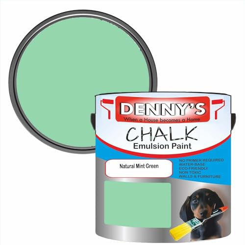 SCOOBYS PAINTS BACK IN THE MIX Chalk Emulsion Matt Paint, Water-Based, No Primer Required, For Walls and Furniture Pastel Green, (Natural Mint Green, 1L Tin)