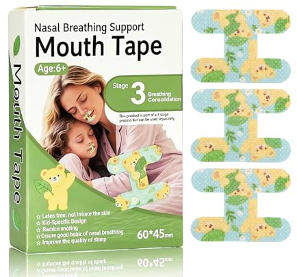 Aezzybe Mouth Tape for Sleeping Anti Schnarchen 60 Stücke [Stufe 3: Atemkonsolidierung] lipförmige, hypoallergene Mundtape Schlaf für kinder ab 6 jahren und erwachsene, fördern nasenatmung