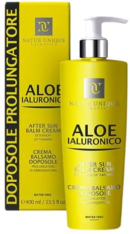 NU - Crema Balsamo Doposole Maxi Formato 400 ml - Idratante e Prolungatore Abbronzatura con Aloe Vera e Acido Ialuronico | Azione Lenitiva Anti-Rughe Viso e Corpo - Ideale come Crema corpo idratante