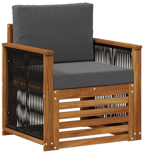 vidaXL Outdoor Mittelsofa Natur, Moderne Outdoor-Couch, modulare Möbel, wetterfestes Gartenlounge, Bequeme Terrassen-Sitzgruppe