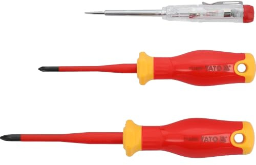 Isolierte Schraubendreher 3er Set - Slim-Serie, Phillips PH1 und PH2, für Spannungen bis 1000V, langlebiger Stahl, rutschfester Griff, professionelles Werkzeug