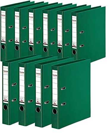 Original Falken 10er Pack Chromocolor Premium-Ordner. Made in Germany. Kunststoffbezug außen und innen 5 cm breit DIN A4 grün Ringordner Aktenordner Briefordner Büroordner Plastikordner