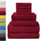 NatureMark 8 TLG. FROTTIER Handtuch-Set mit verschiedenen Größen 4X Gästetücher, 2X Handtücher, 2X Duschtücher | Farbe: Bordeaux rot | 100% Baumwolle