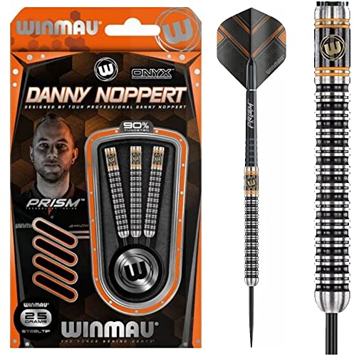 WINMAU Danny Noppert Dartpfeile – Stahlspitze Wolfram – Noppie – Onyx – Geringelt (25)