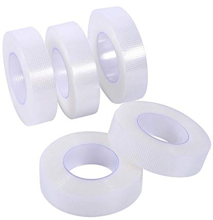 Yuehuamech 5 Rollen transparentes medizinisches PE-Klebeband,selbstklebendes Klebeband, falsche Wimpern, atmungsaktives PE-Klebeband, Wimpernverlängerungs-Make-up-Tools