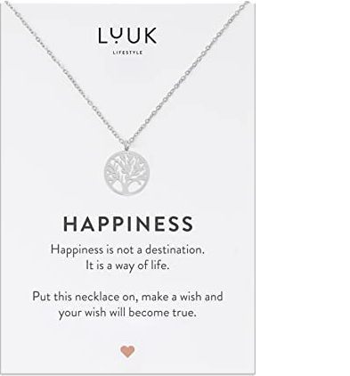 LUUK LIFESTYLE Collier pour femme en acier inoxydable avec pendentif Arbre de vie, bijoux tendance pour amoureuse de la nature, motif zen, argent